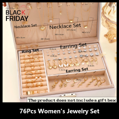 UPHUI 76PCS Luxury Jewelry Set Butterfly Necklace Set Butterfly Ring And Earring Set Diamond And Pearl Earnail Set Elegant Zircon Pendant Earring Ring Necklace Women's Daily Jewelry Gift For Friends