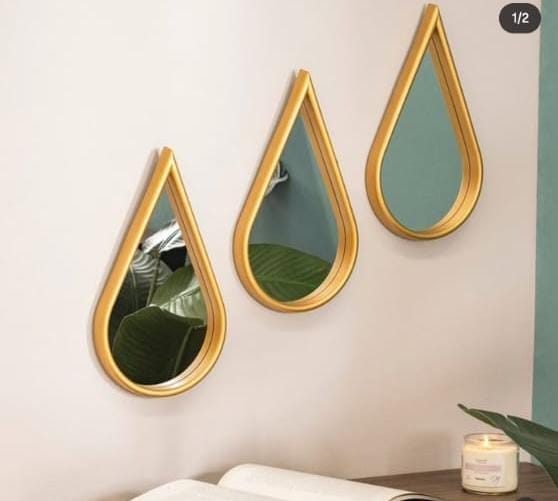 💥 Mega Deal 💥3-in-1 Decorative Wall Hanging Mirrors | Luxury Oval Metal Frame | Anti-Aging Design for Hallway & Party Décor