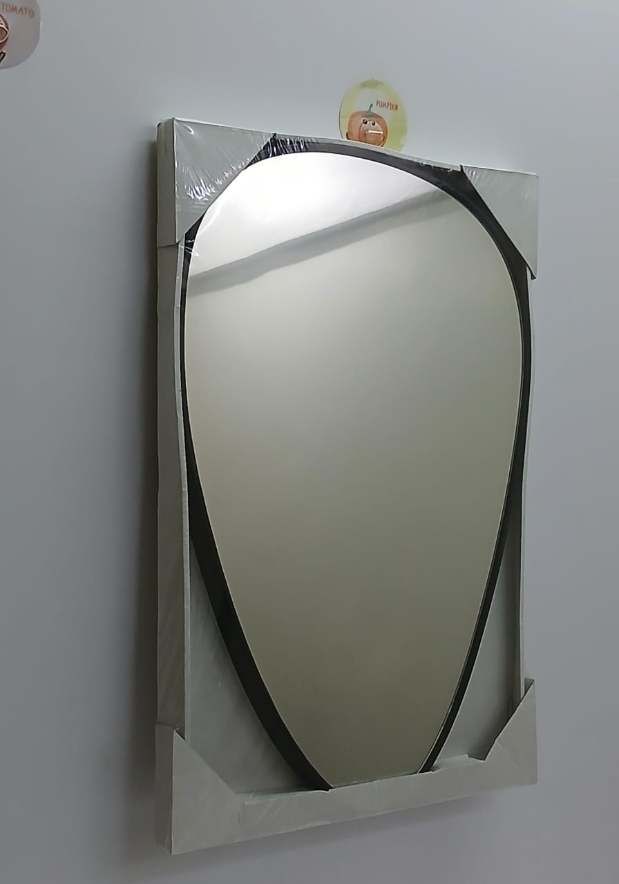 🔥 Hot Deal 🔥 1pc Decorative Oval-Shaped Wall Mirror | Elegant Stone Frame | Stylish Home & Living Room Accent for Decoration