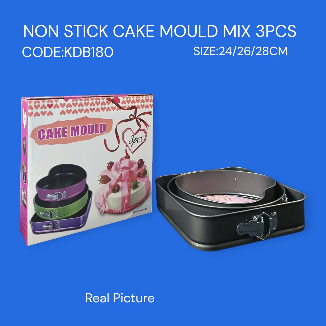 ✨ Premium Non-Stick Cake Mould Set 3pcs Round | High-Performance Carbon Steel Bakeware | Unique & Classy Home Baking Resource [24/26/28cm] ✅