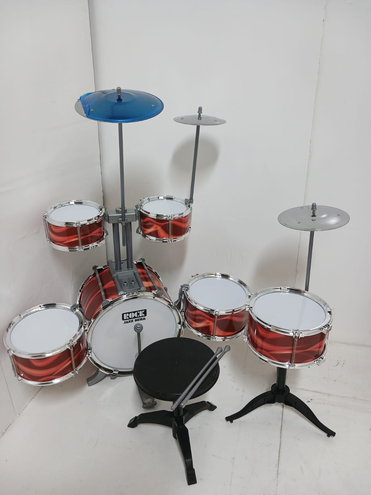 Kids Jazz Drum Kit with Stool and Cymbals
