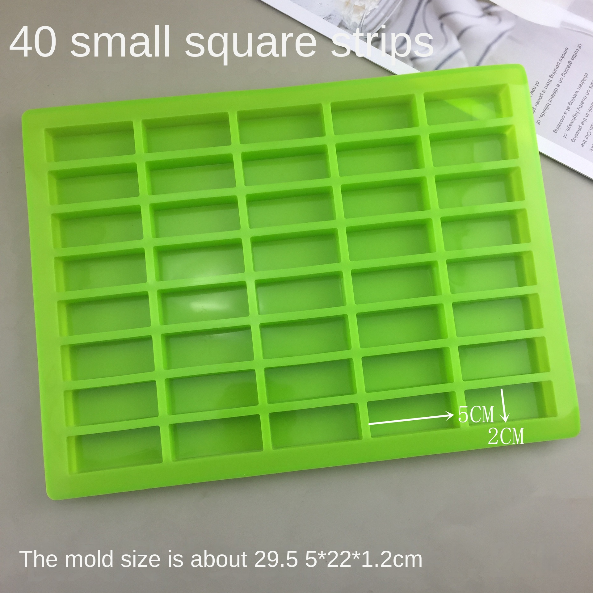 20-Cavity Wave Strip & 40-Cavity Small Square Silicone Mold Set, Food Grade DIY Handmade Soap, Epoxy Resin, Chocolate, Fondant, Cake Baking Tools