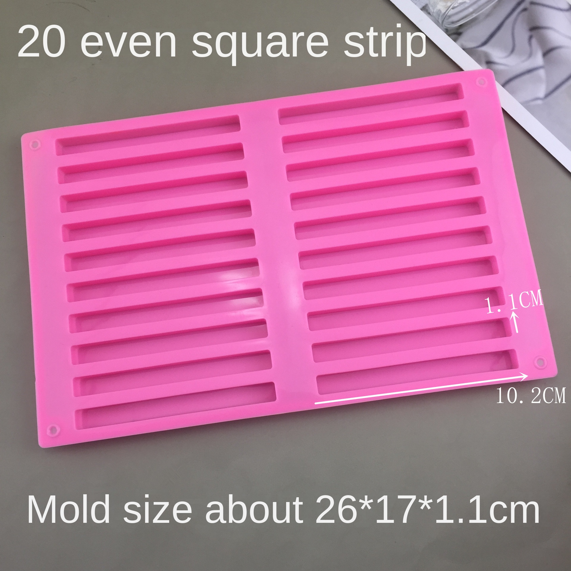 20-Cavity Wave Strip & 40-Cavity Small Square Silicone Mold Set, Food Grade DIY Handmade Soap, Epoxy Resin, Chocolate, Fondant, Cake Baking Tools