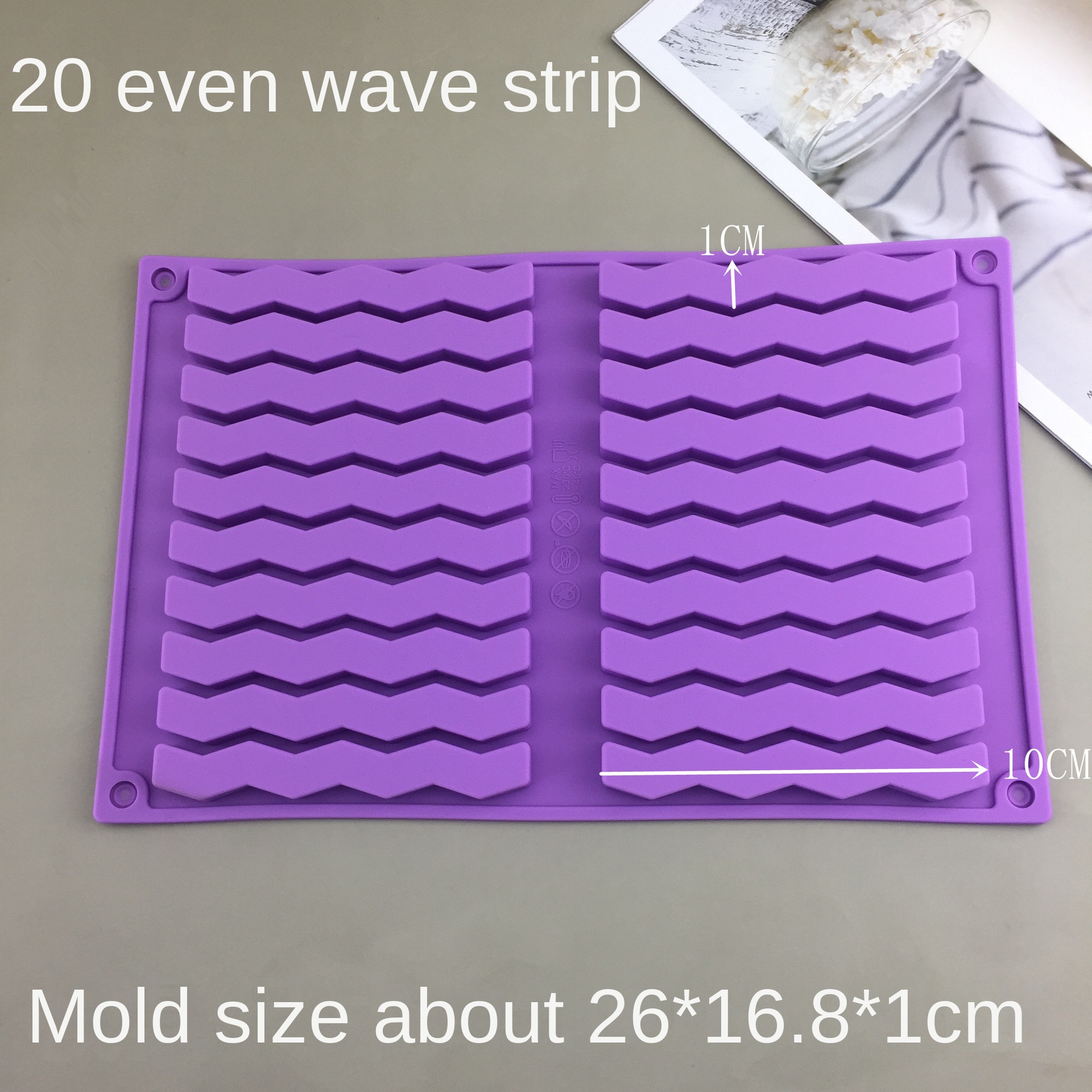 20-Cavity Wave Strip & 40-Cavity Small Square Silicone Mold Set, Food Grade DIY Handmade Soap, Epoxy Resin, Chocolate, Fondant, Cake Baking Tools