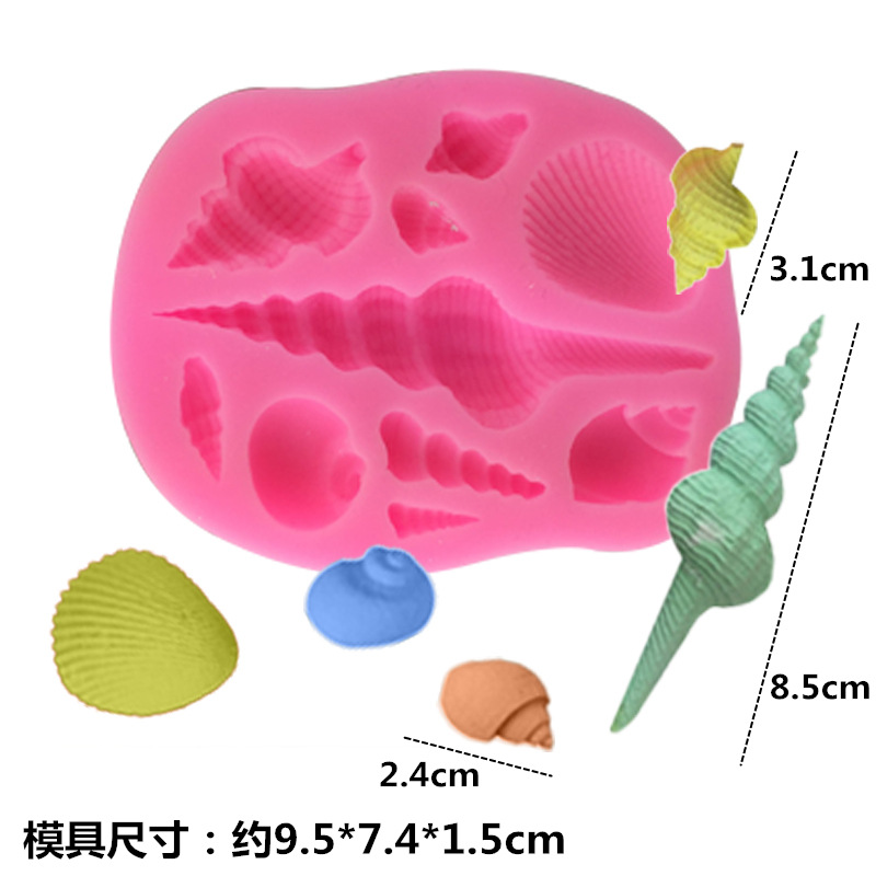 Large and small fishtail silicone mold ocean series seahorse starfish sugar turning decorative tool chocolate drop plaster