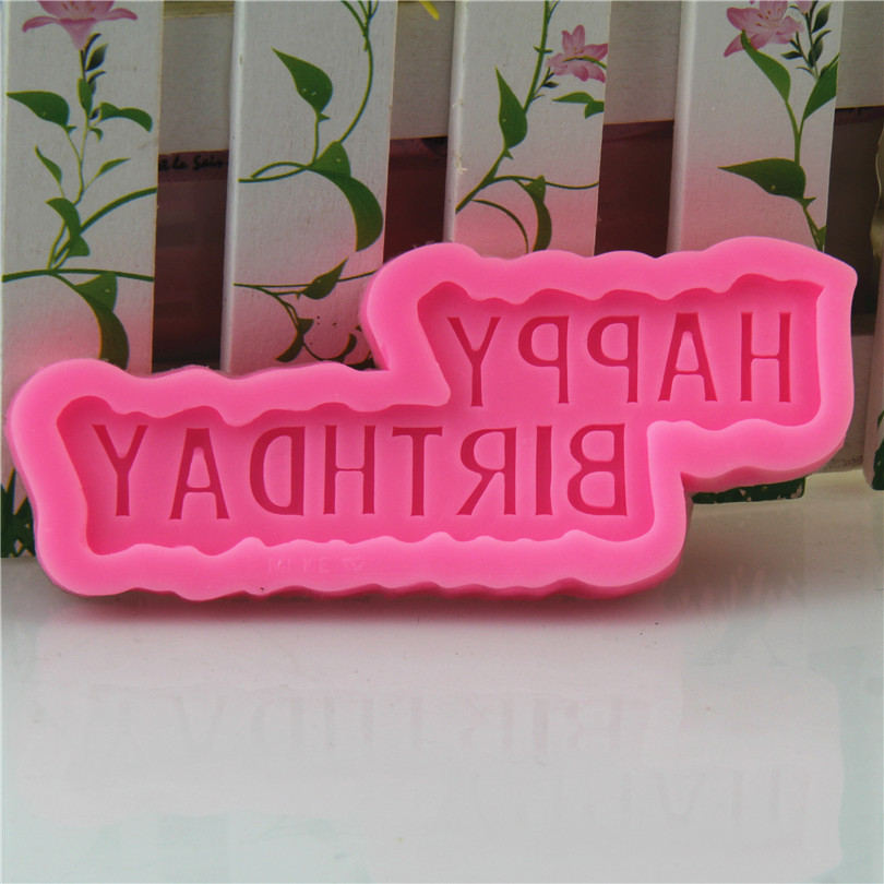 Happy Birthday English Cake Mold DIY Silicone Sugar Turning Tool H1723