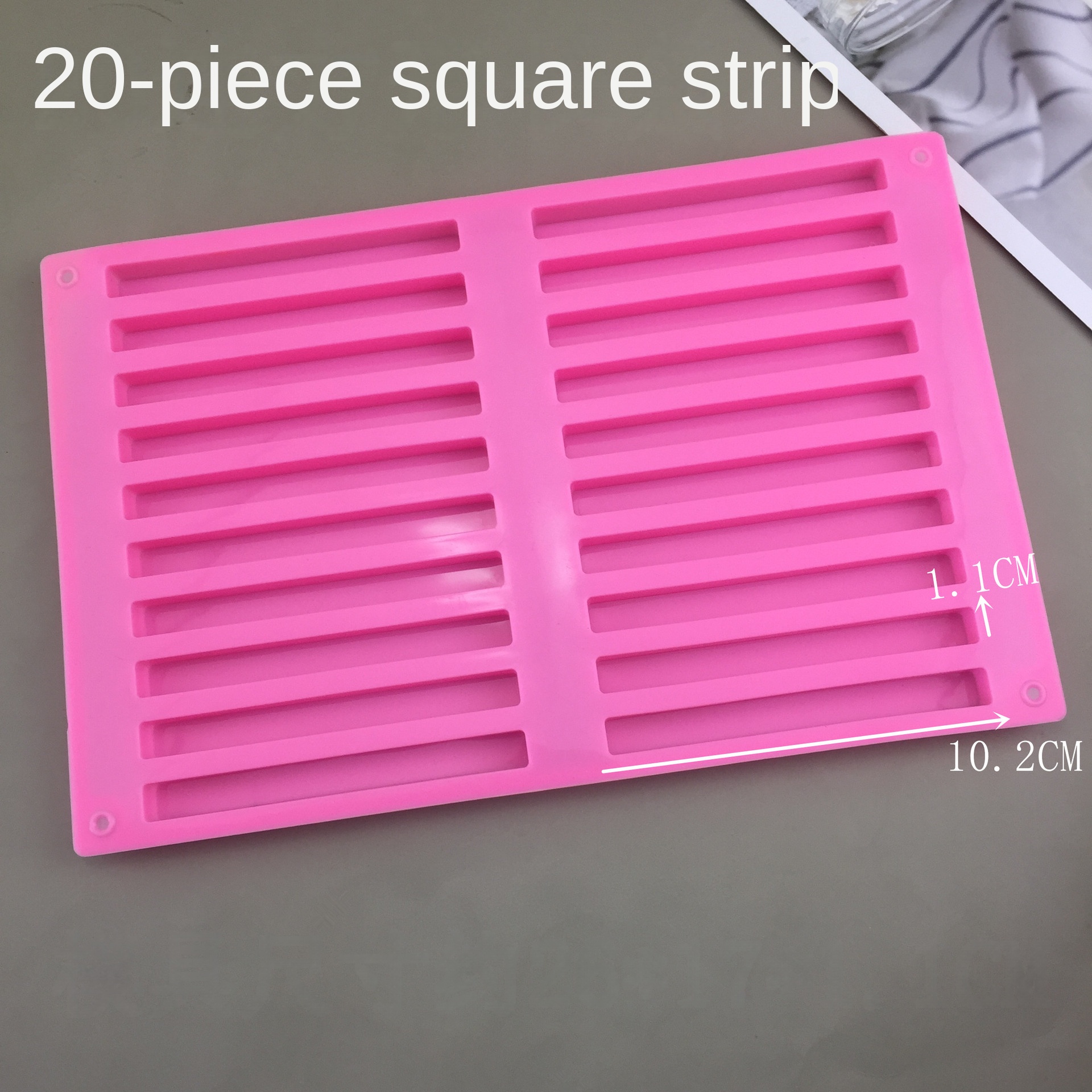 20-Cavity Wave Strip & 40-Cavity Small Square Silicone Mold Set, Food Grade DIY Handmade Soap, Epoxy Resin, Chocolate, Fondant, Cake Baking Tools