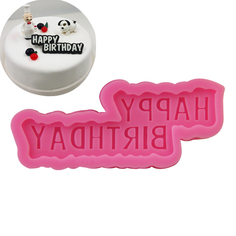 Happy Birthday English Cake Mold DIY Silicone Sugar Turning Tool H1723