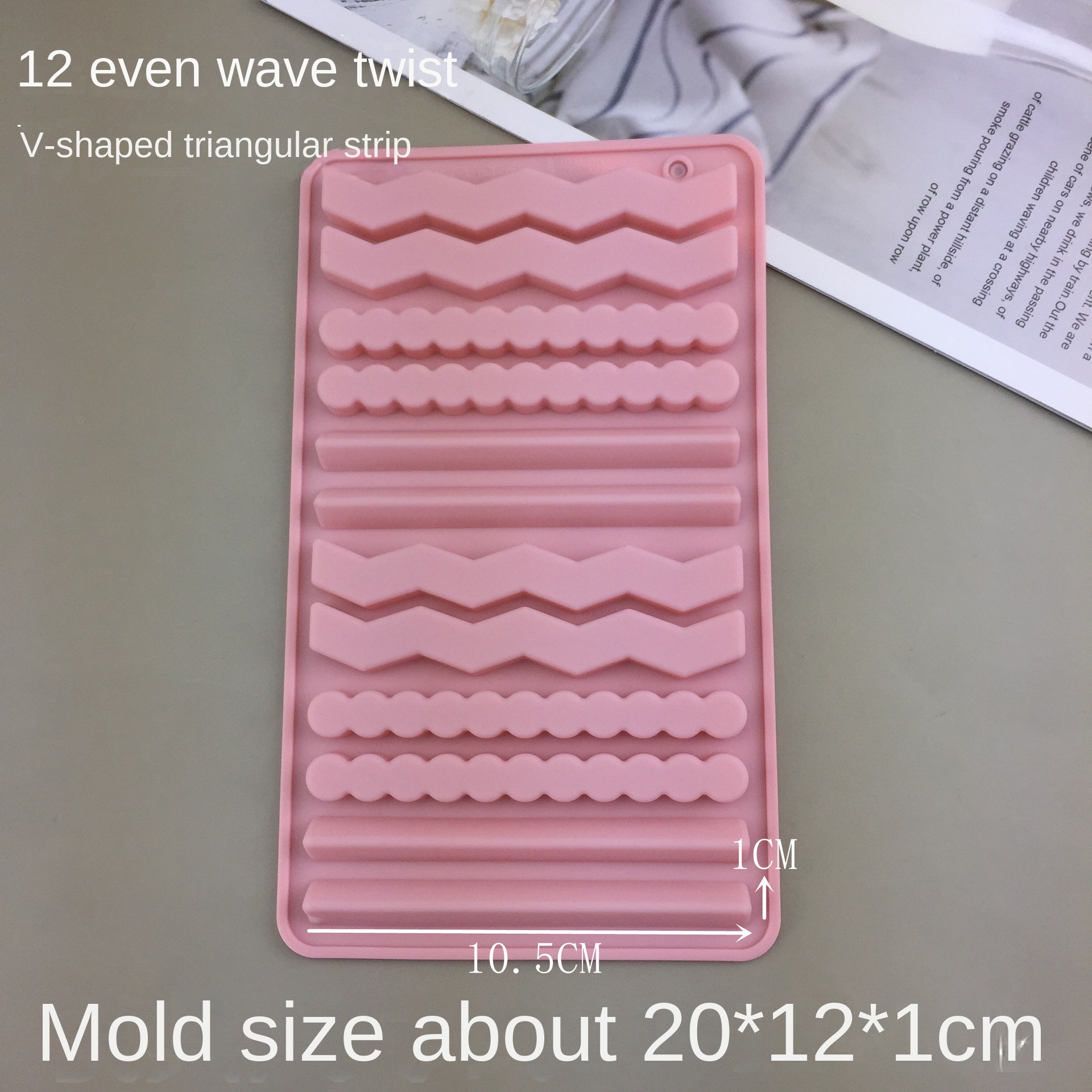 20-Cavity Wave Strip & 40-Cavity Small Square Silicone Mold Set, Food Grade DIY Handmade Soap, Epoxy Resin, Chocolate, Fondant, Cake Baking Tools