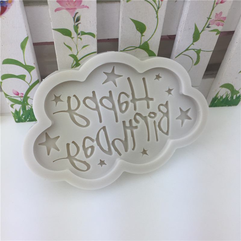Happy Birthday English Cake Mold DIY Silicone Sugar Turning Tool H1723