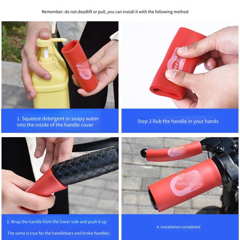 Motorcycle Grip Covers, Non-Slip Sponge Handlebar Sleeves, Heat Insulated Throttle Grips for Electric Scooter & E-bike, Shock Absorbing Handle Covers with Brake Lever Covers