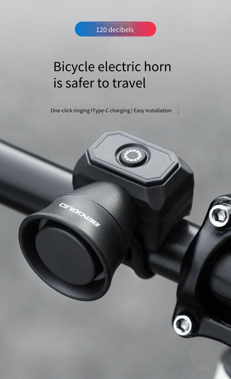 Bike Horn, IPX4 Waterproof Electronic Bicycle Bell, 120dB Loud Mini Cycling Horn, Adjustable Volume Safety Alarm for Mountain Road Bikes & E-bikes