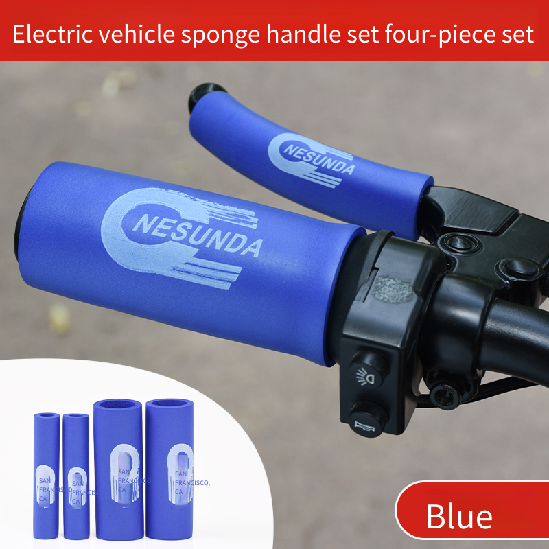 Motorcycle Grip Covers, Non-Slip Sponge Handlebar Sleeves, Heat Insulated Throttle Grips for Electric Scooter & E-bike, Shock Absorbing Handle Covers with Brake Lever Covers