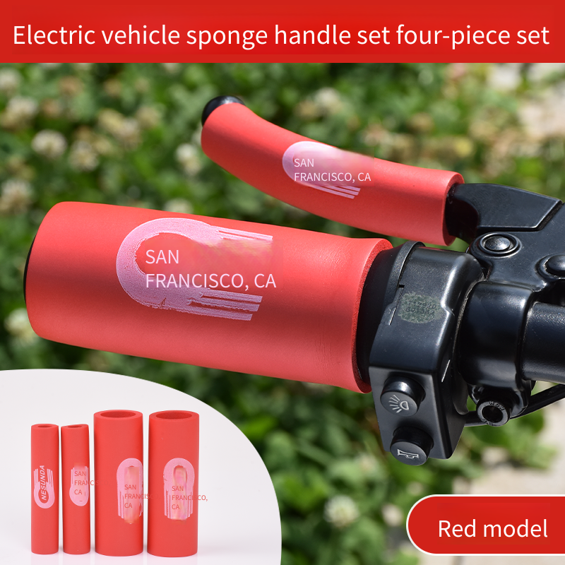 Motorcycle Grip Covers, Non-Slip Sponge Handlebar Sleeves, Heat Insulated Throttle Grips for Electric Scooter & E-bike, Shock Absorbing Handle Covers with Brake Lever Covers