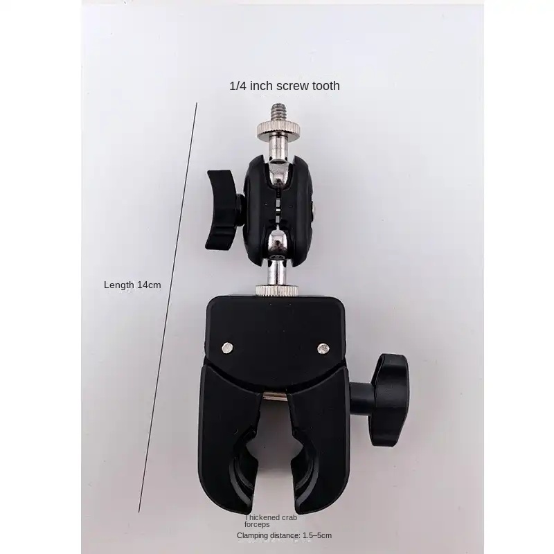 Heavy Duty Crab Clamp 360° Adjustable Articulating Arm 1/4" Screw Tripod Mount Bracket