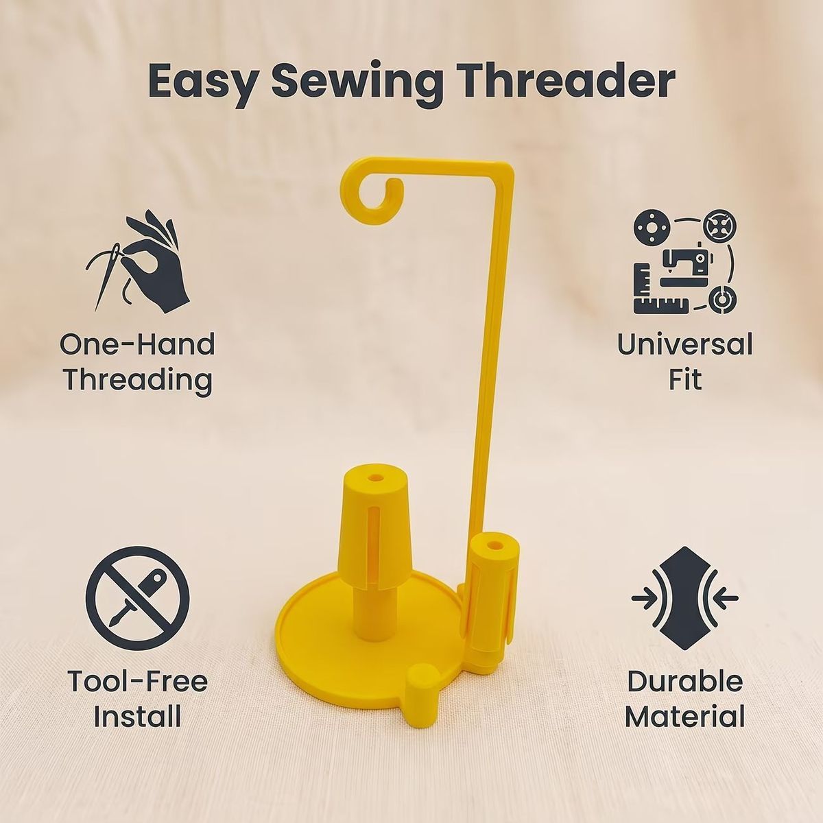 Sewing Machine Single Cone Thread Stand, Auxiliary Spool Holder with Stable Base for Home & Industrial Sewing Machines, Thread Rack Organizer Accessories