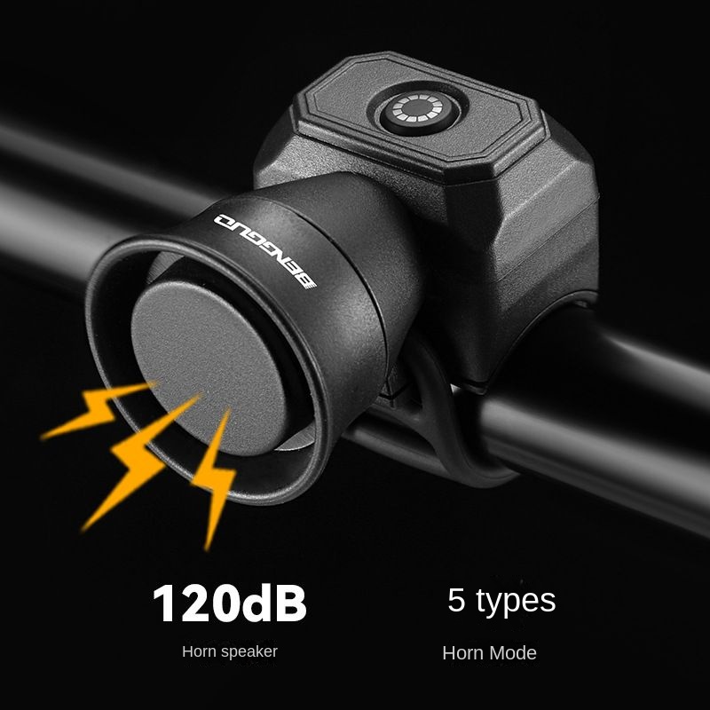 Bike Horn, IPX4 Waterproof Electronic Bicycle Bell, 120dB Loud Mini Cycling Horn, Adjustable Volume Safety Alarm for Mountain Road Bikes & E-bikes