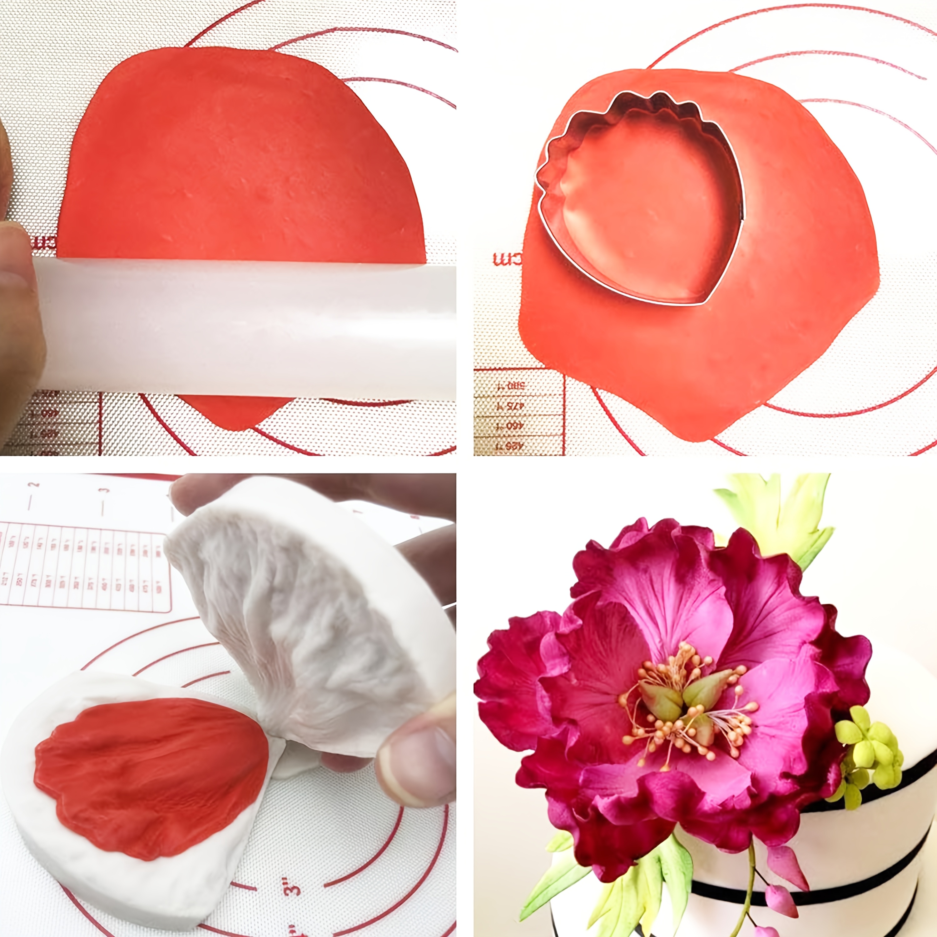 5pcs Stainless Steel Petal Cake Mold Set - Peony Petals/Rose Petals, Perfect for , Gum Paste, and Crafts | Elegant Cake Decorating Petal Molds, Easy-to-Use Baking Tool Set