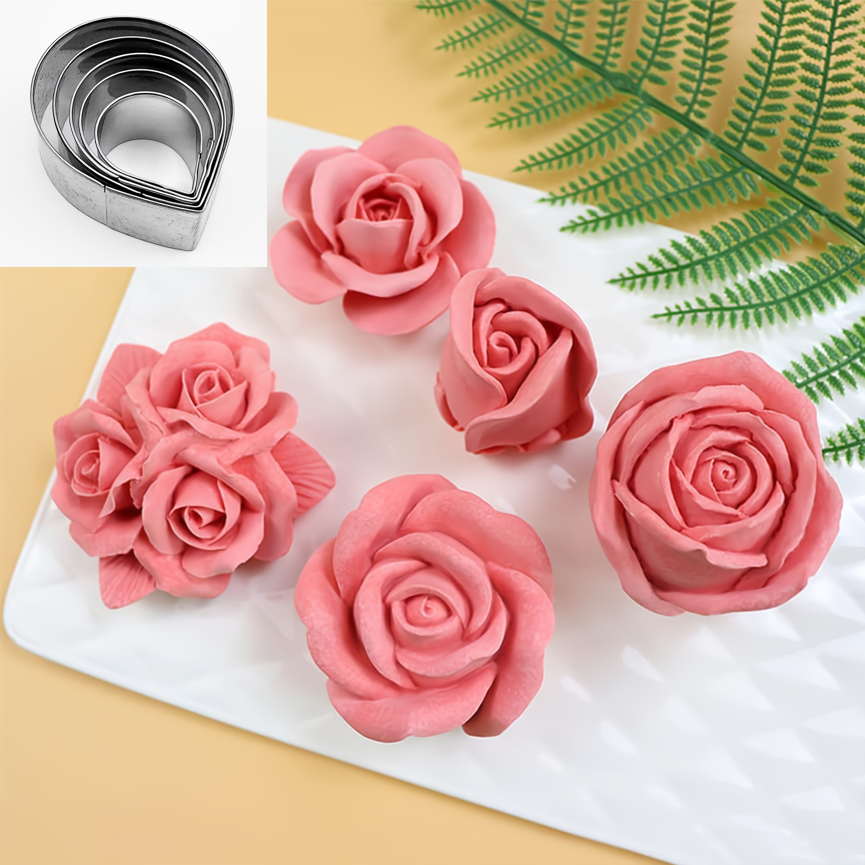5pcs Stainless Steel Petal Cake Mold Set - Peony Petals/Rose Petals, Perfect for , Gum Paste, and Crafts | Elegant Cake Decorating Petal Molds, Easy-to-Use Baking Tool Set
