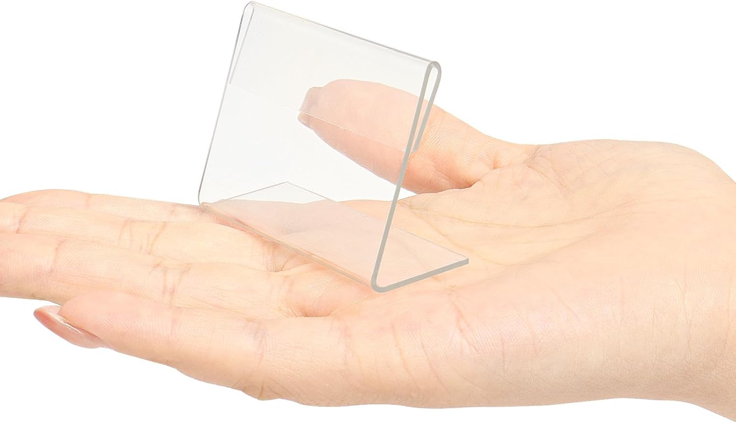 Mini Acrylic Sign Holder Name Card Price Tag Label Holder with 36 PCS Blank Labels Slanted L-Shape Plastic Name Card Price Card Tag Label Counter Top Stand