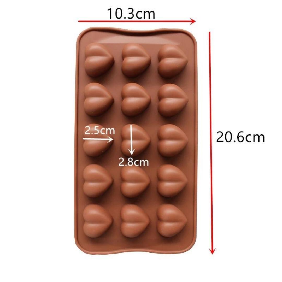 15 Cavity Heart Shaped Silicone Chocolate Mold, Food Grade High Temperature Resistant DIY Baking Mold for Cake Pudding Fondant