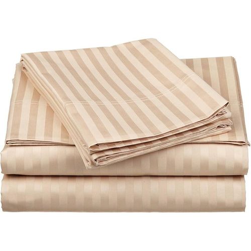 CLEARANCE OFFER Striped Cotton Bed Sheet Set - 4 Pieces (2 Bedsheets, 2 Pillowcases) - Size 6x7