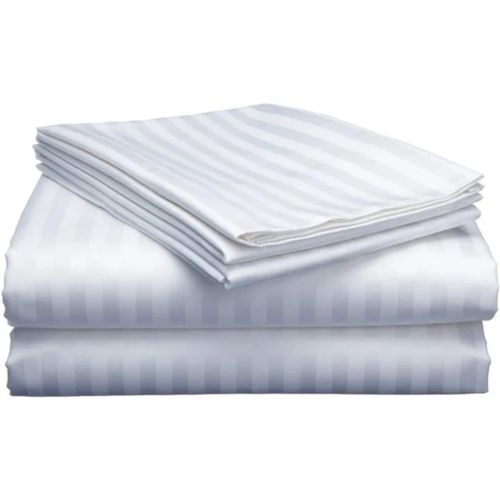 CLEARANCE OFFER  Striped Cotton Bed Sheet Set - 4 Pieces (2 Bedsheets, 2 Pillowcases) - Size 6x7