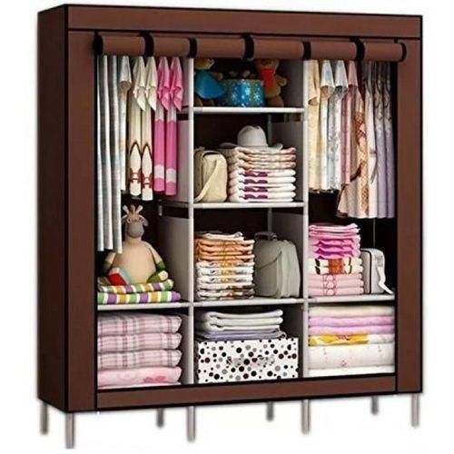 CLEARANCE OFFER Heavy-Duty Metallic Portable 3-Column Wardrobe -