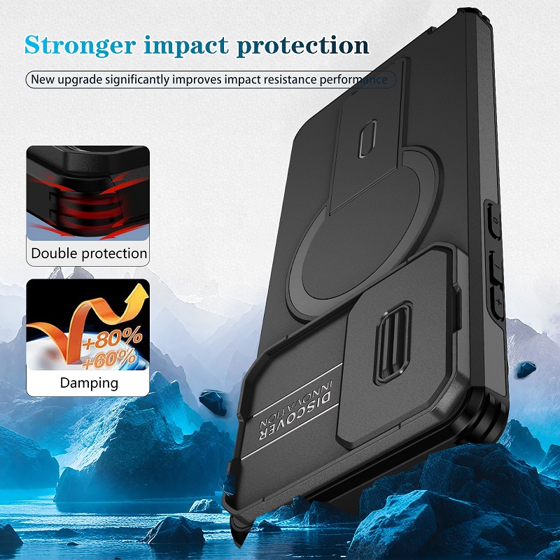Luxury Slide Camera Lens Case for Motorola Moto G Stylus 5G 2024, with Camera Protective Cover & Kickstand, Shock-Absorbing Double-Layer Phone Case