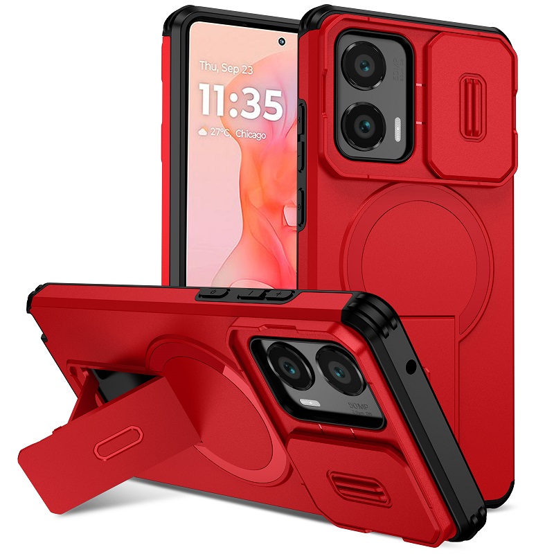 Luxury Slide Camera Lens Case for Motorola Moto G Stylus 5G 2024, with Camera Protective Cover & Kickstand, Shock-Absorbing Double-Layer Phone Case