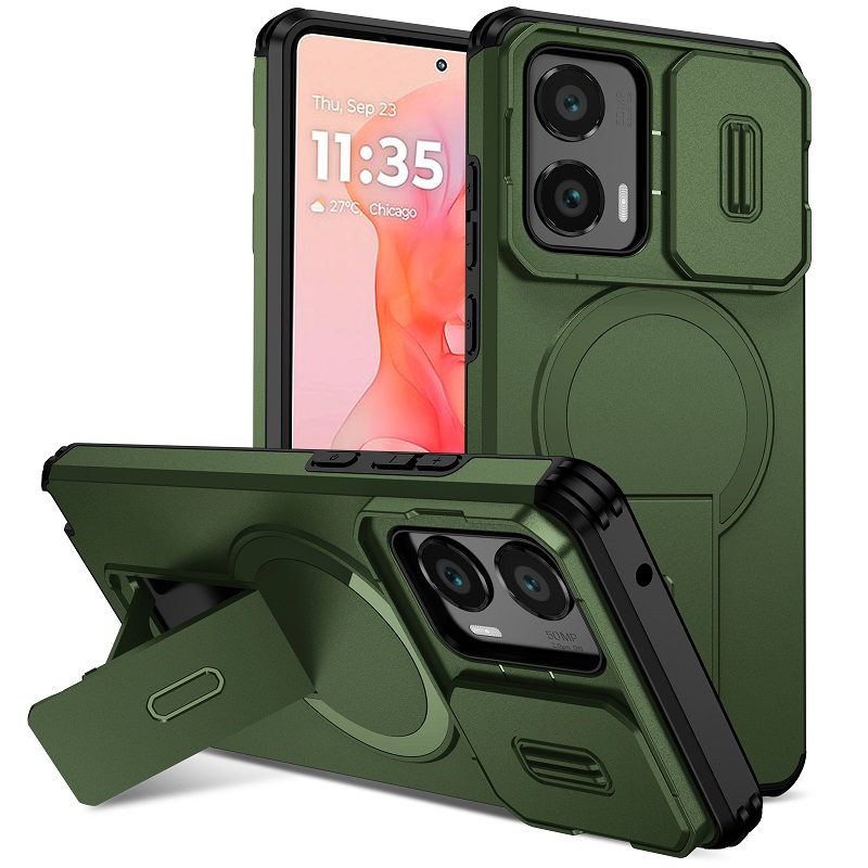Luxury Slide Camera Lens Case for Motorola Moto G Stylus 5G 2024, with Camera Protective Cover & Kickstand, Shock-Absorbing Double-Layer Phone Case