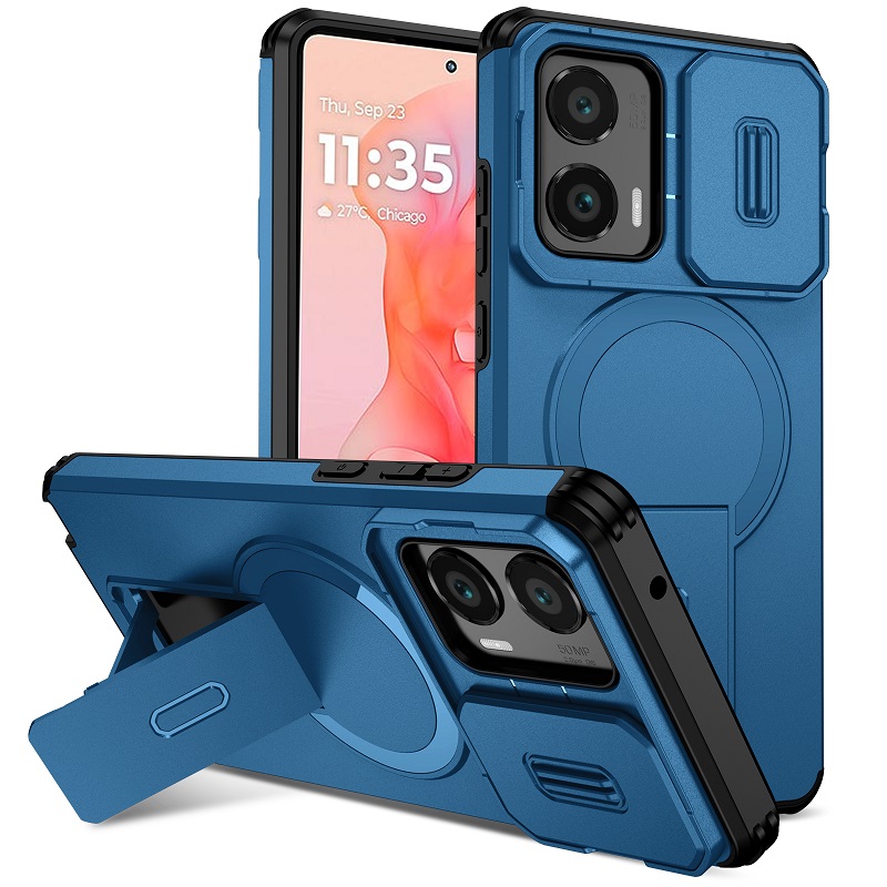 Luxury Slide Camera Lens Case for Motorola Moto G Stylus 5G 2024, with Camera Protective Cover & Kickstand, Shock-Absorbing Double-Layer Phone Case