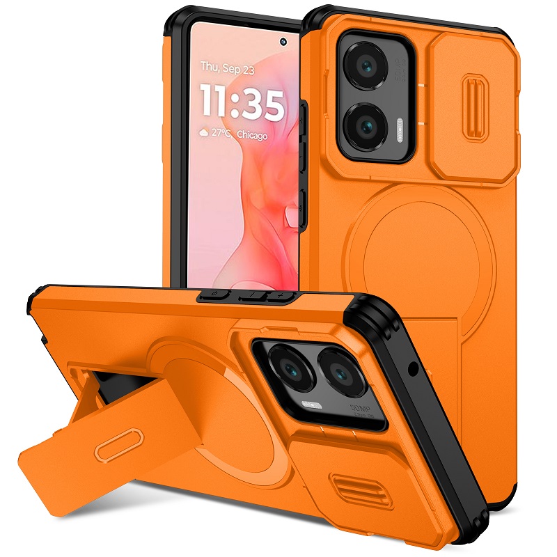 Luxury Slide Camera Lens Case for Motorola Moto G Stylus 5G 2024, with Camera Protective Cover & Kickstand, Shock-Absorbing Double-Layer Phone Case
