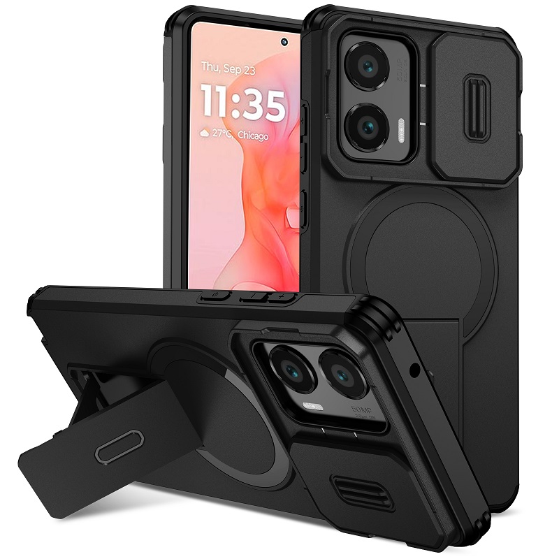 Luxury Slide Camera Lens Case for Motorola Moto G Stylus 5G 2024, with Camera Protective Cover & Kickstand, Shock-Absorbing Double-Layer Phone Case