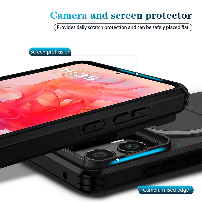 Luxury Slide Camera Lens Case for Motorola Moto G Stylus 5G 2024, with Camera Protective Cover & Kickstand, Shock-Absorbing Double-Layer Phone Case