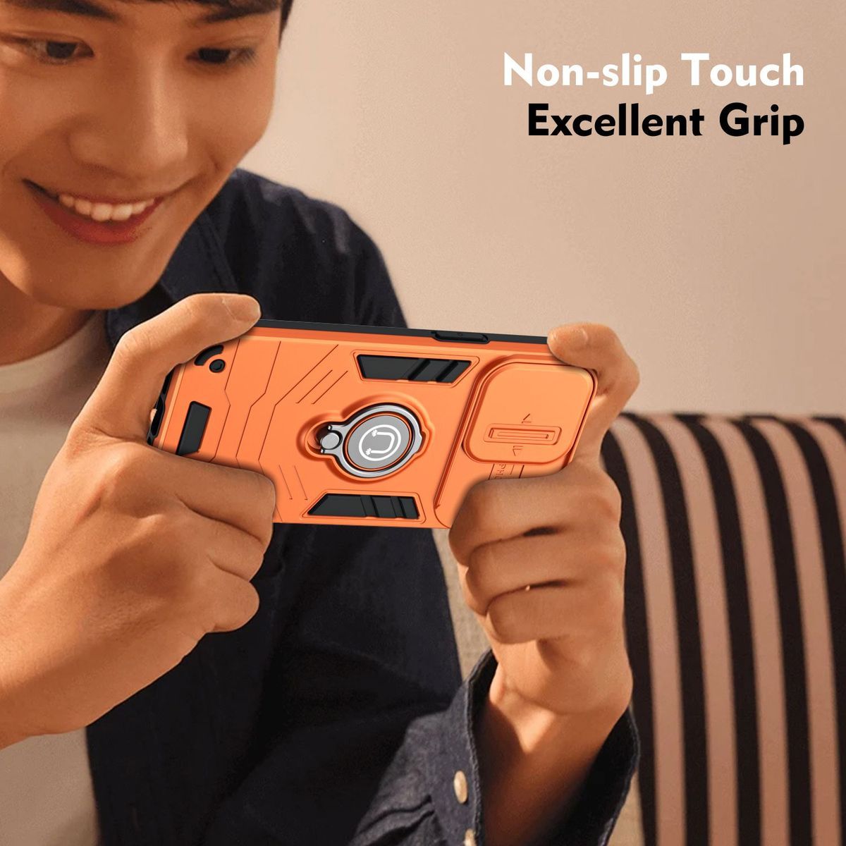 Shockproof TPU Hard PC Camera Protector Phone Case for Infinix Smart 20 4G Ring Stand Holder Back Cover Case
