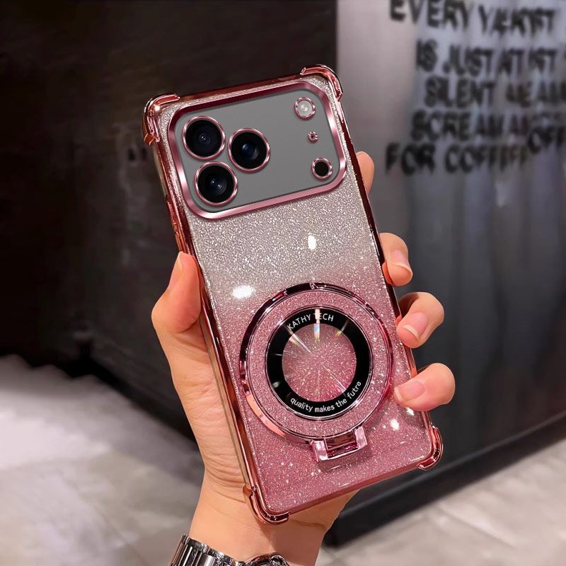 Luxury Magnetic Support Transparent Glitter Powder Phone Case For Tecno Spark 50 4G Fall Prevention Protective Cover