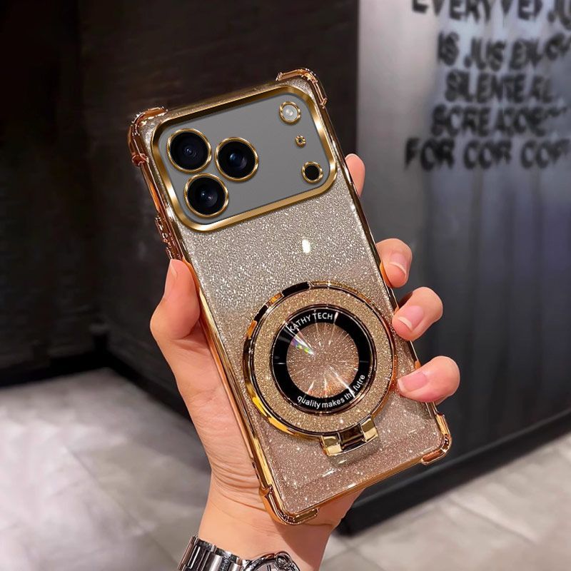 Luxury Magnetic Support Transparent Glitter Powder Phone Case For Tecno Spark 50 4G Fall Prevention Protective Cover