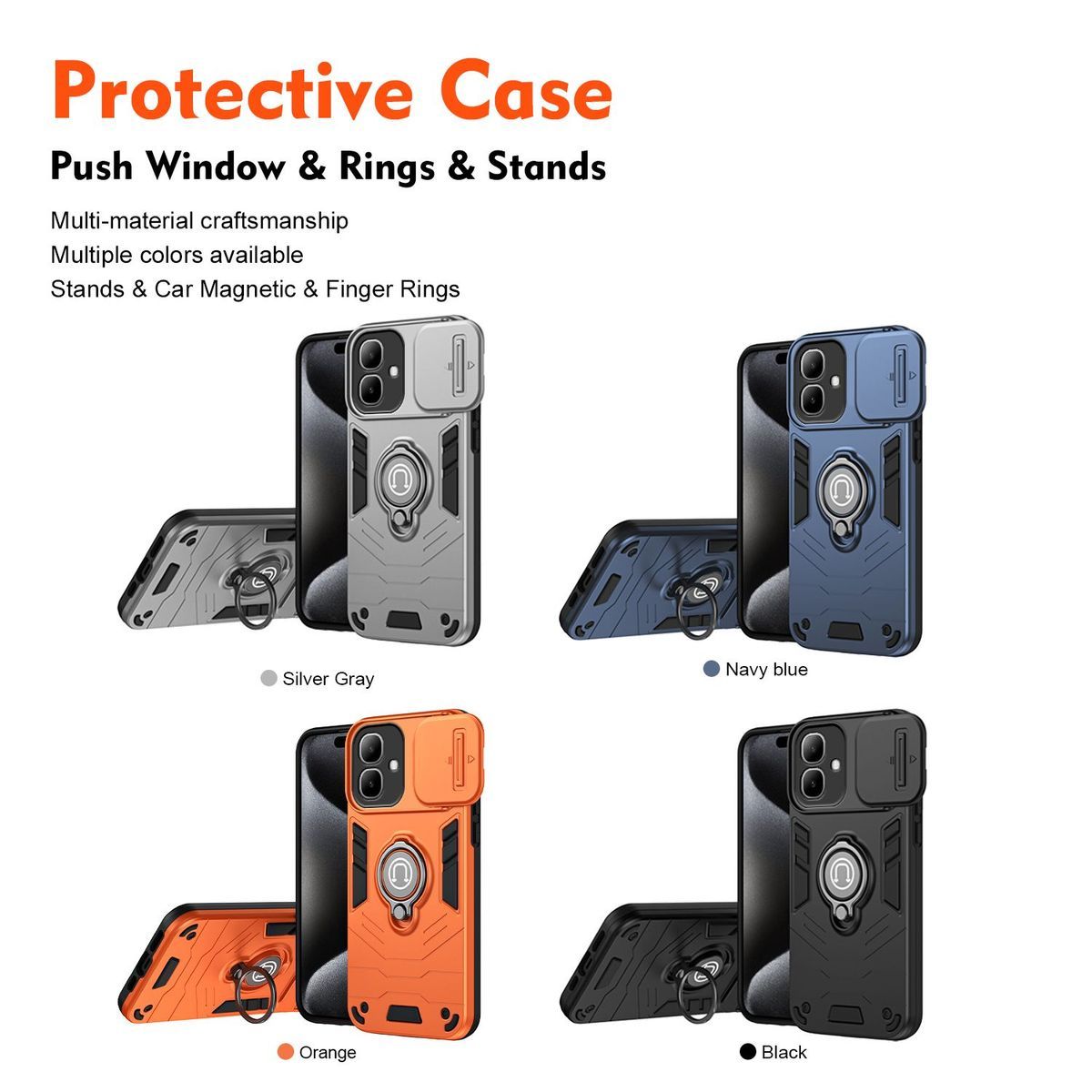 Shockproof TPU Hard PC Camera Protector Phone Case for Infinix Smart 20 4G Ring Stand Holder Back Cover Case