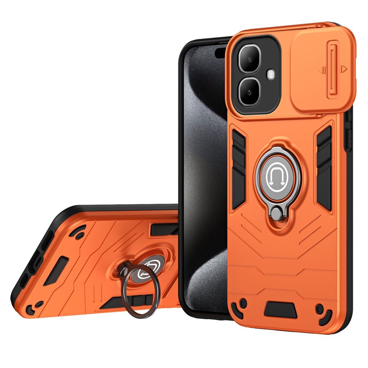 Shockproof TPU Hard PC Camera Protector Phone Case for Infinix Smart 20 4G Ring Stand Holder Back Cover Case