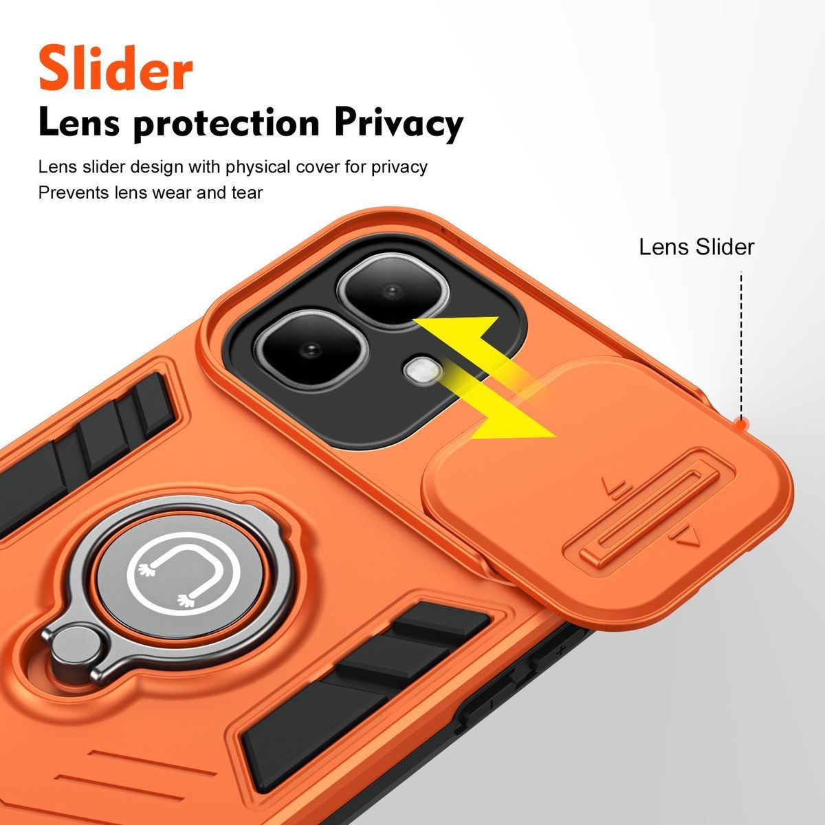 Shockproof TPU Hard PC Camera Protector Phone Case for Infinix Smart 20 4G Ring Stand Holder Back Cover Case