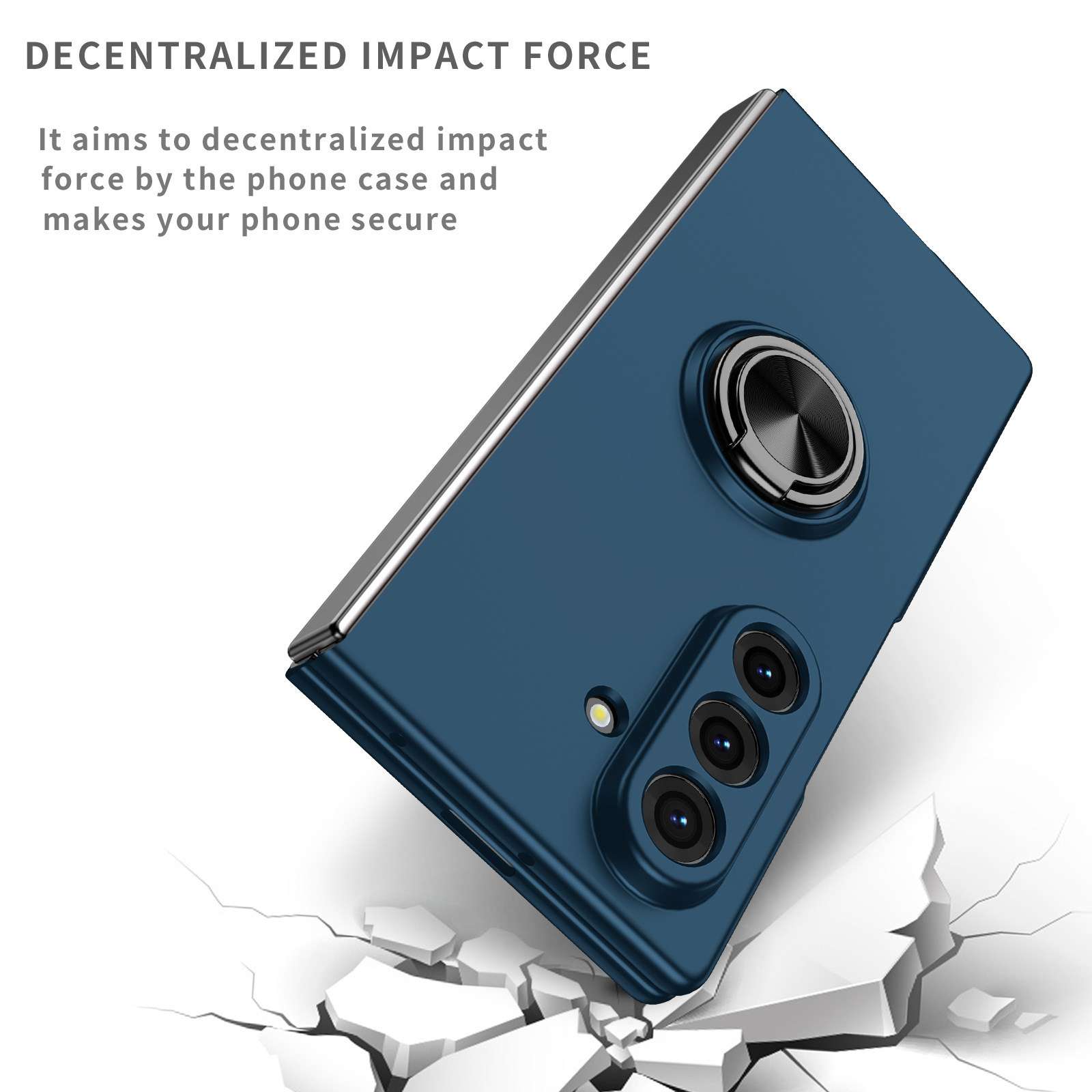 Phone Case for Samsung Galaxy Z Fold 7/6/5/4/3 360° Rotatable Metal Ring Holder Kickstand, Magnetic Car Mount Supported, Shock‑Absorbent Slim Foldable Phone Case