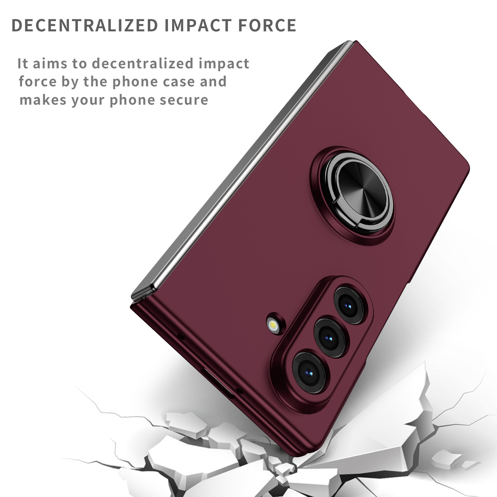 Phone Case for Samsung Galaxy Z Fold 7/6/5/4/3 360° Rotatable Metal Ring Holder Kickstand, Magnetic Car Mount Supported, Shock‑Absorbent Slim Foldable Phone Case