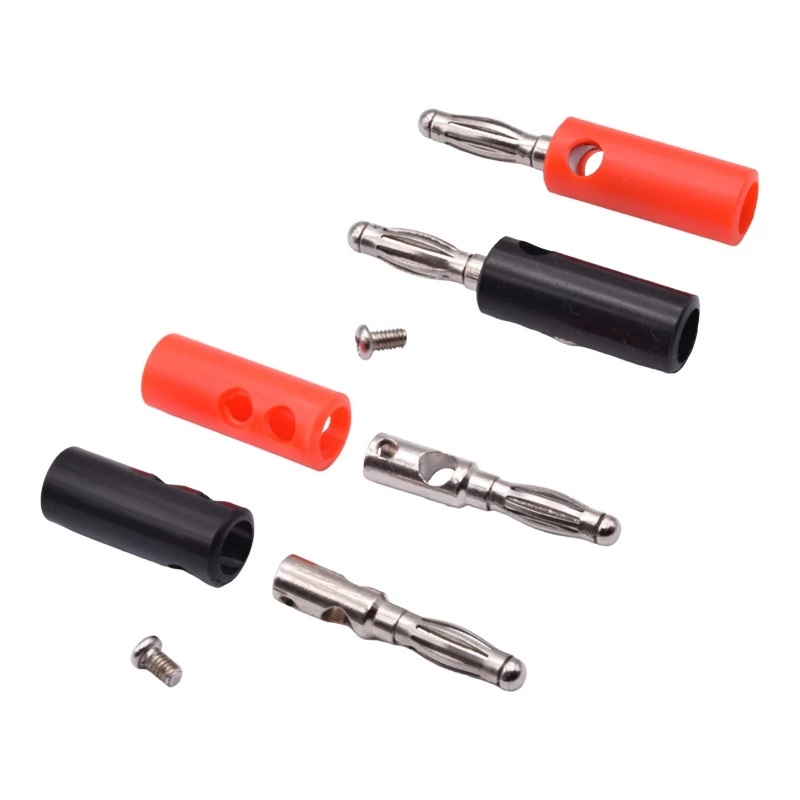 4mm Male Banana Plug Connectors (Pair Black & Red)