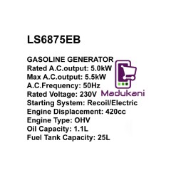 LS6875EB 5.5KW LOW NOISE Petrol Generator with Wheels