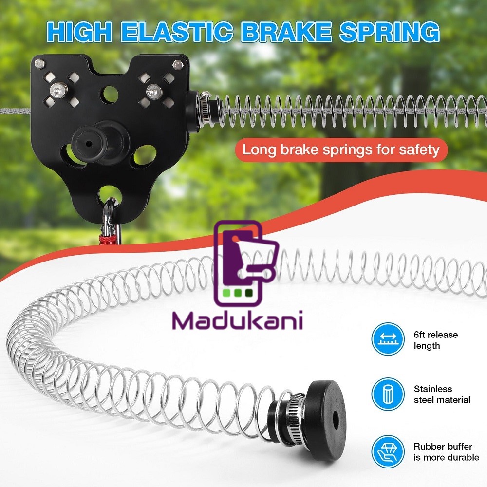 30m 100FT Zip Line for Adults and Kids with Spring Brake and Harness