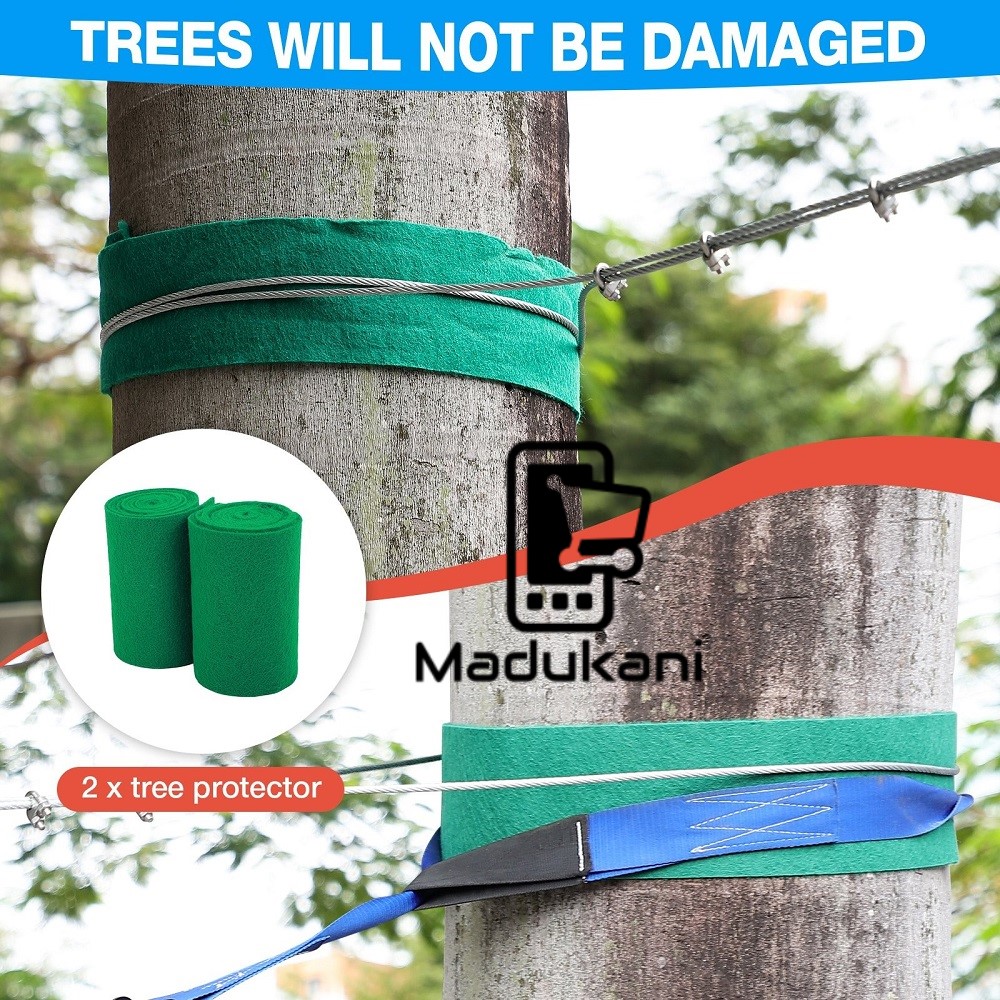 30m 100FT Zip Line for Adults and Kids with Spring Brake and Harness