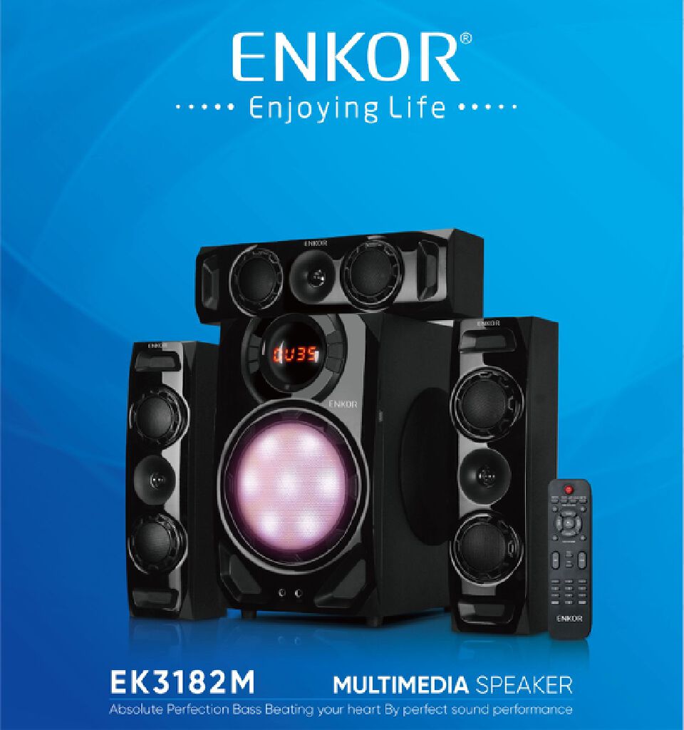 1pc✨ Enkor 3.1 Multimedia Speaker System (Model: EK3182M) 🔊🎶💡