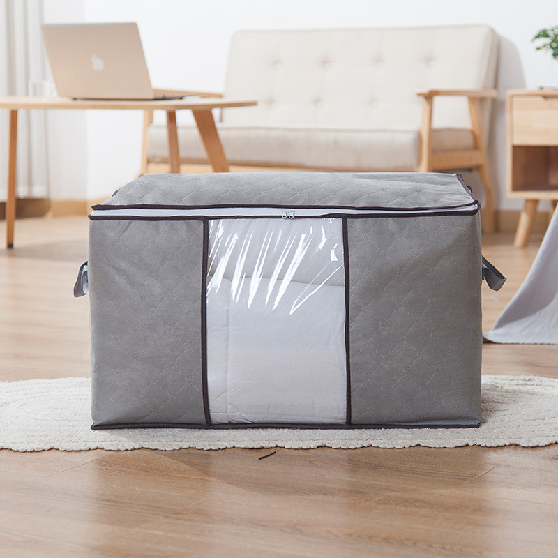 Set of 2PCS Quilt Big Storage Bag Non-Woven Fabric Oversized Moisture-Proof Luggage Duvet Cloth Storage Bag（70*50*30CM）