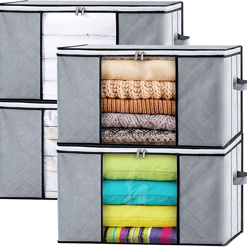 Set of 2PCS Quilt Big Storage Bag Non-Woven Fabric Oversized Moisture-Proof Luggage Duvet Cloth Storage Bag（70*50*30CM）